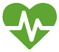 Grünes Herz mit Herzschlag Symbol